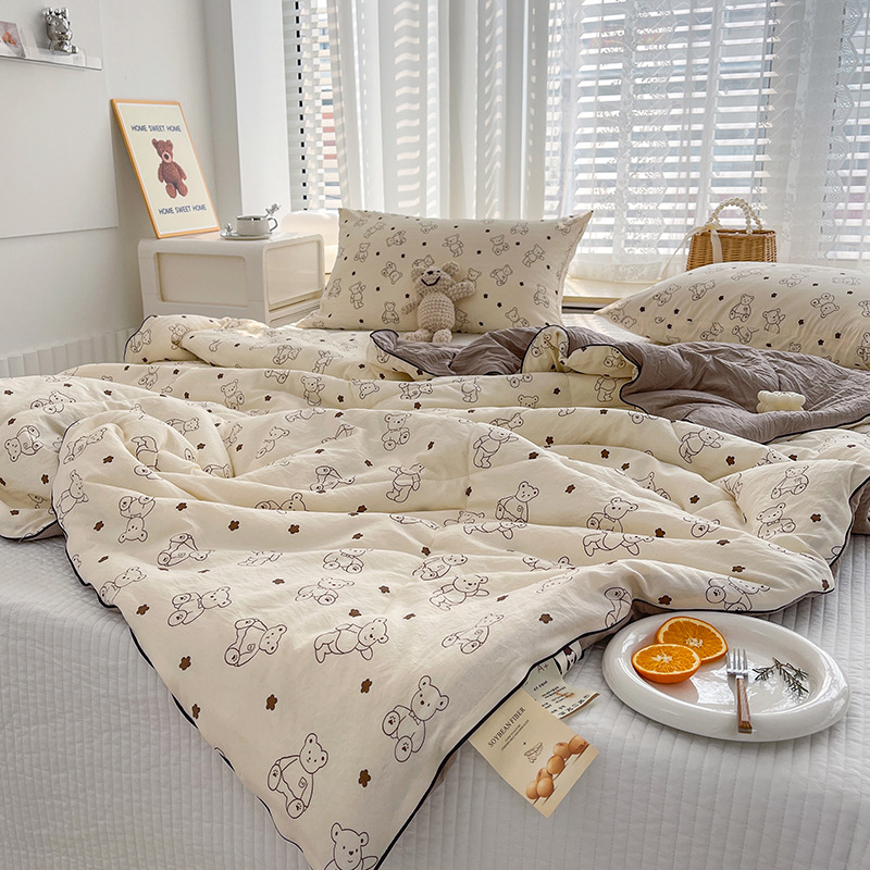 Class a cartoon soft and glutinous double-layer gauze summer cool quilt, double quilt, summer skin-friendly summer quilt, machine wash air conditioner quilt, gift quilt Specification image