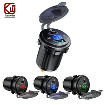 Cross-border car motorcycle modified car mobile phone charger PD fast charging digital display voltmeter type-c car charging