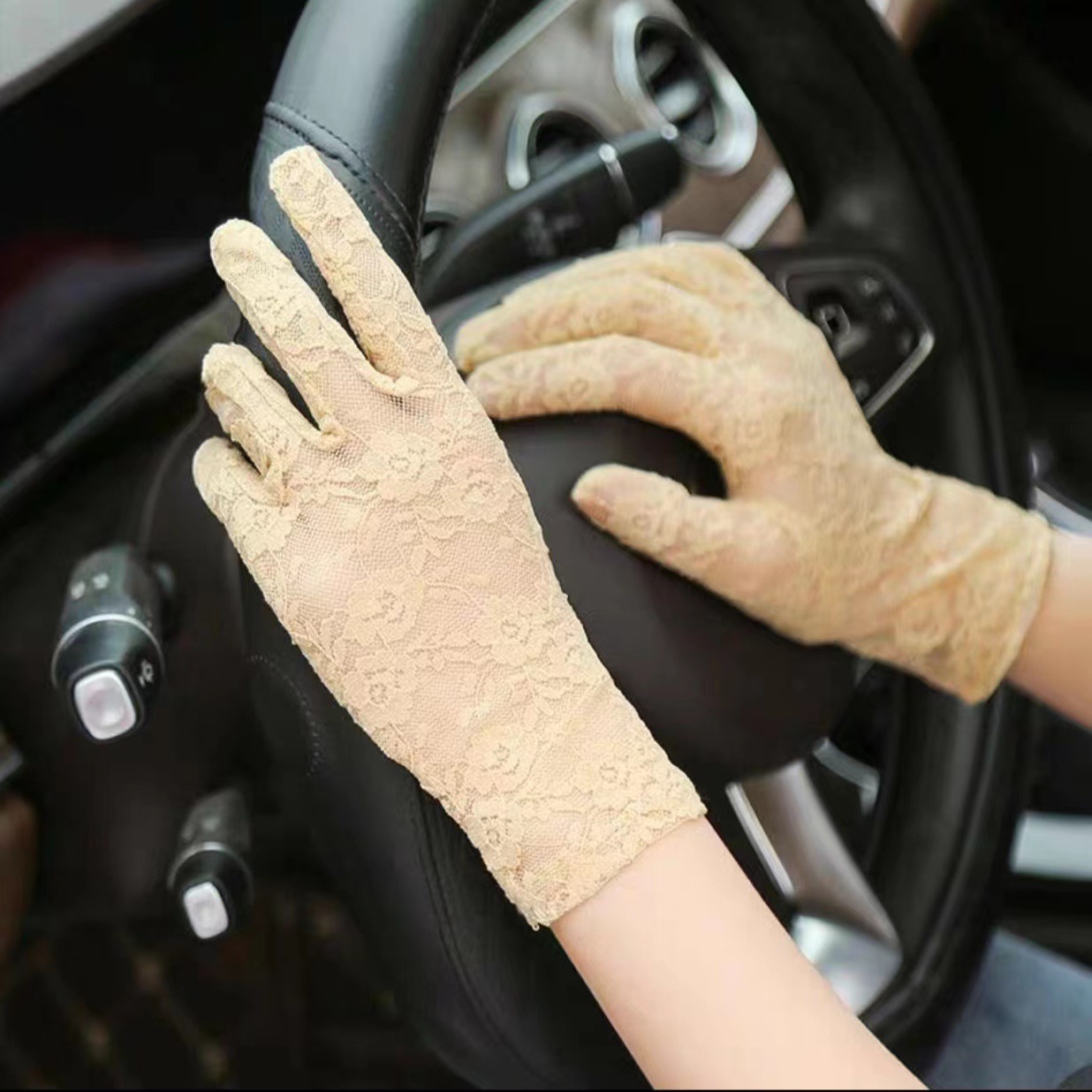 Hot-selling sun protection gloves, women's short creative lace gloves, electric vehicle dinner performance, wedding dress photo factory wholesale Specification image
