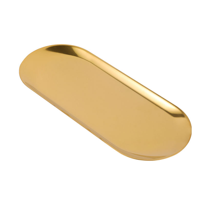 Direct supply of stainless steel elliptical plates, creative restaurant dessert plates, commercial trays, Korean cuisine, golden plates, customized logos Item Picture