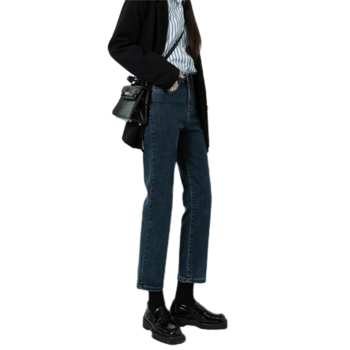 Straight Leg Jeans Women Spring Summer 2024 New Lean High-Waisted Large Size Fat Mm Nine Minutes Small Smoke Pipe Pants Item Picture