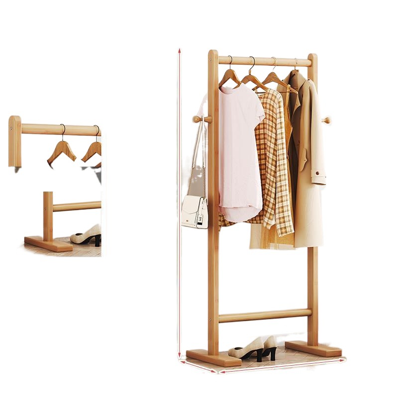 Coat And Hat Rack Floor Bedroom Solid Wood Hangers Household Multi-Functional Simple Modern Drying Rack Bedroom Living Room Item Picture