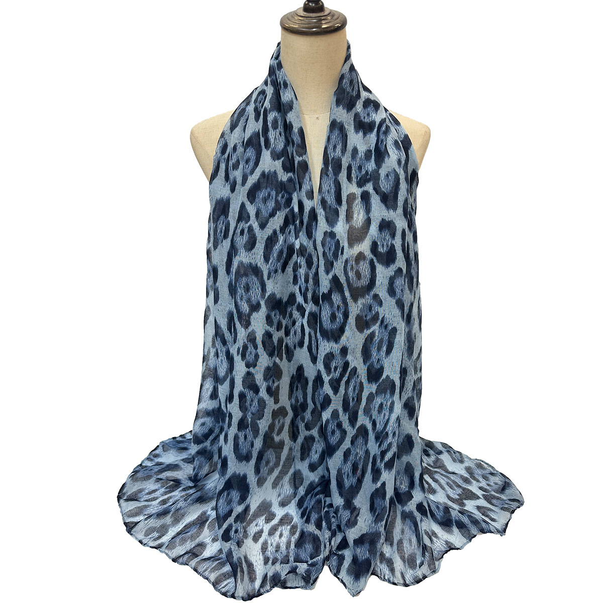Cross-Border Spot Europe And The United States Classic Fashion Leopard Print Long Balinese Yarn Print Fashion Scarf Female Support Order Specification drawing