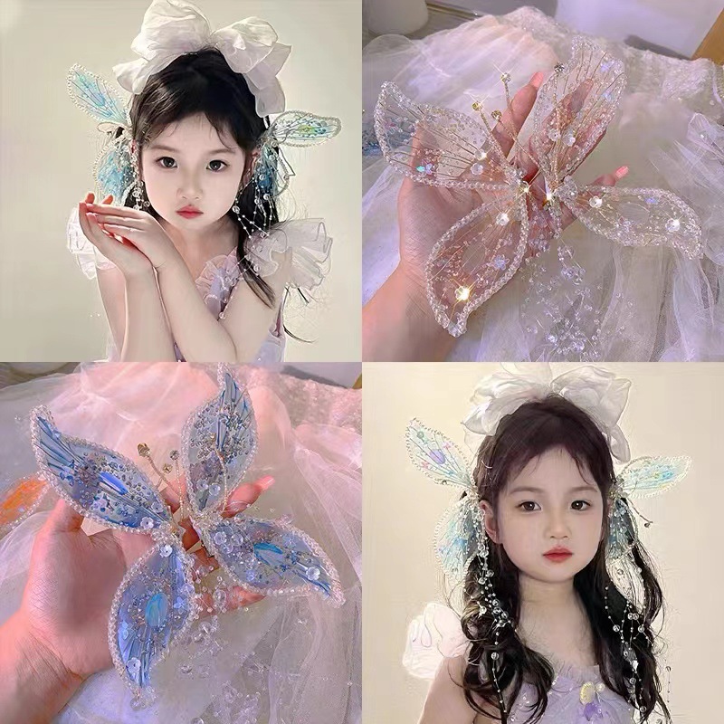 Hani Makeup Princess Headdress Fairy Crystal Butterfly Hairpin Adult Children Mermaid Ears Photo Studio