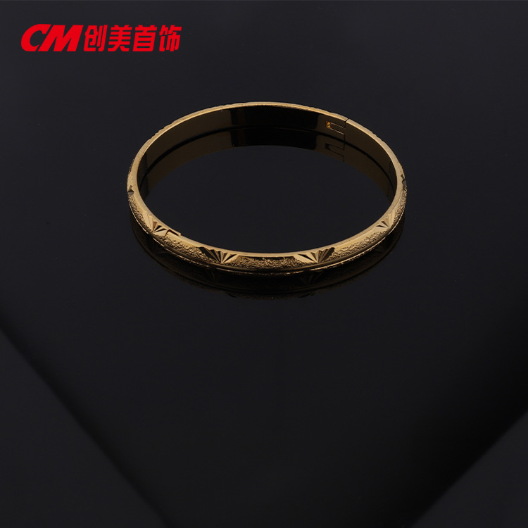 Chuangmei Jewelry 24K gold-plated matte European and American bracelet, ins women's personalized and simple sand gold bracelet Specification image