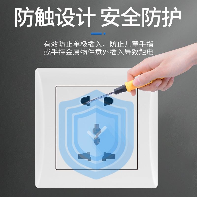 Bo Wang Electric S9 Wholesale 86 Type Hidden Switch Socket Big Board White Open Double Control Five Holes Export Foreign Trade Application Scenario
