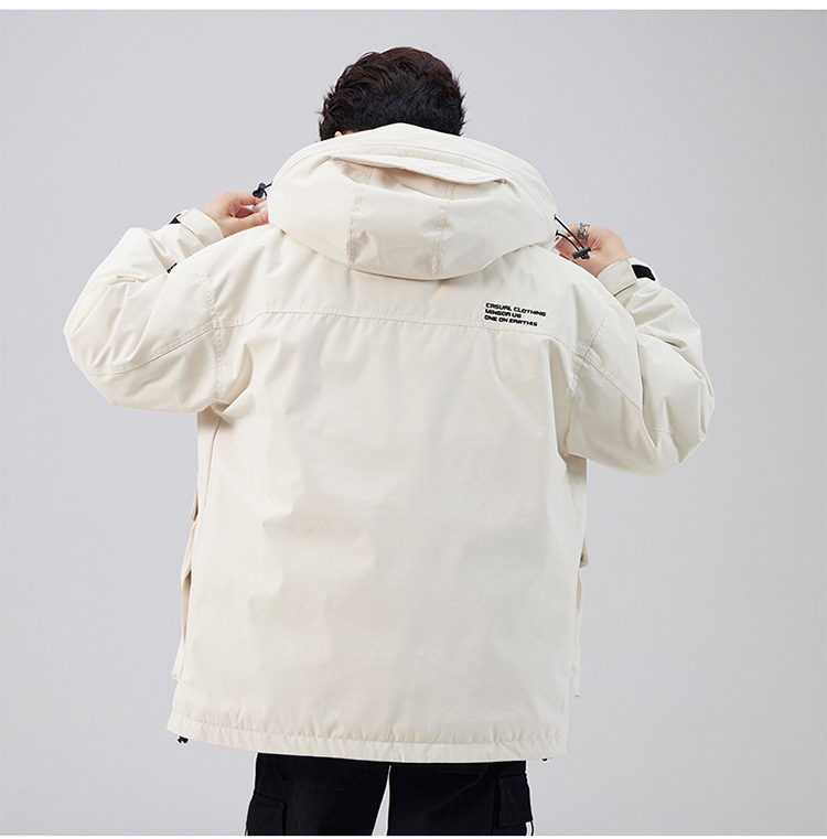黑色连帽羽绒服男款冬季鸭绒美式潮牌加厚保暖户外登山工装外套男详情29