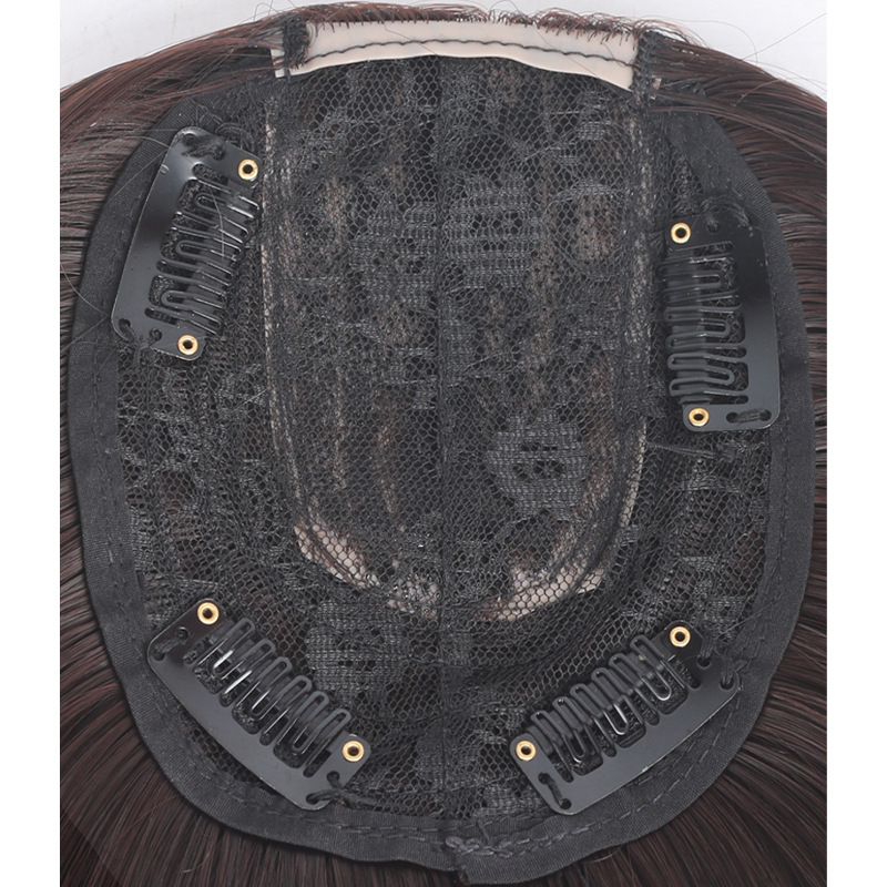Wig piece female hair patch thin cover white hair distribution piece a piece of chemical fiber patch Xuchang wig details Picture