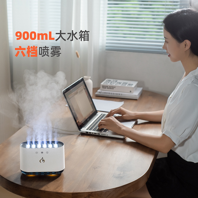 New simulation fog volume humidifier Dynamic pickup USB atmosphere light large capacity home flame aromatreatment machine details Picture