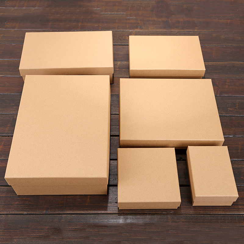 Vintage kraft paper hard box rectangular gift packaging box with top and bottom cover, empty box large black card paper gift box in stock Specification image