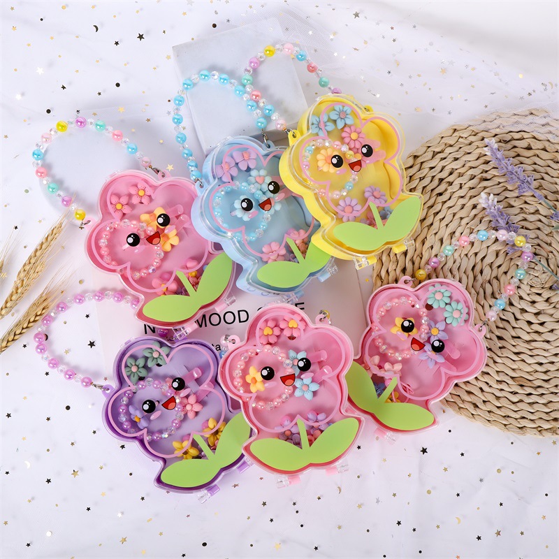 2023 Children's Hair Accessories Set Gift Box Little Girl Hair Card Princess Head String Baby Leather Band Jewelry Box Clip Specification drawing