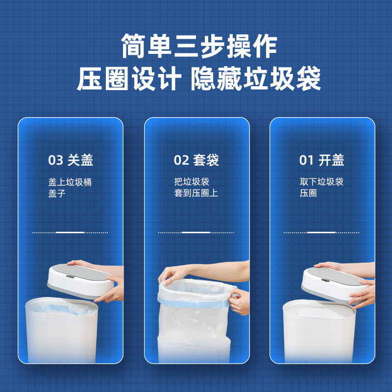 Smart Garbage Can Household Automatic With Cover Indoor Kitchen Garbage Can Cleat Large Capacity Induction Garbage Can Wholesale Application Scenario