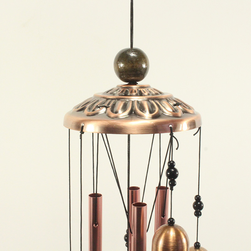 Electroplated Brass Metal Tube Bell Wind Chimes Hanging Decoration Three-Dimensional Elephant Balcony Courtyard Retro Cross-Border Amazon details Picture