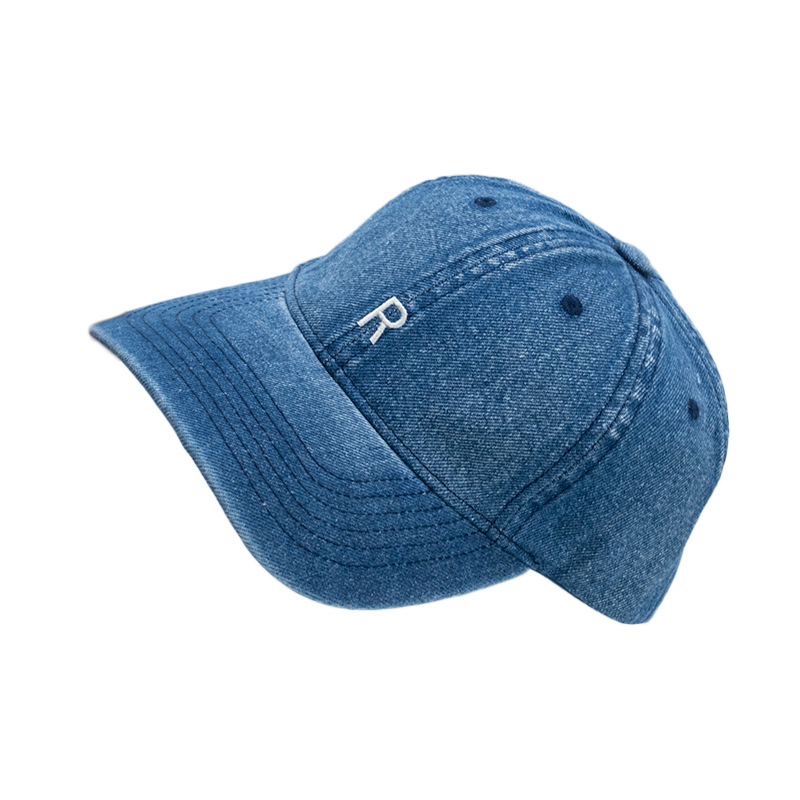 Letter cowboy baseball cap for women, Korean style simple deep-top face-showing small baseball cap, Japanese style big head circumference face-showing small cap Item Picture