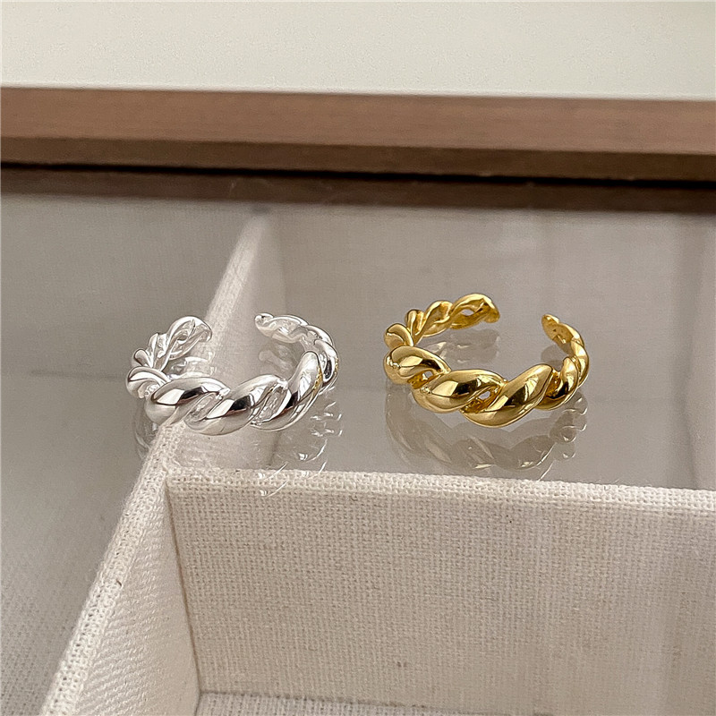 Korean S925 sterling silver croissant open ring women's fashionable and individual Instagram niche design index finger women's ring wholesale