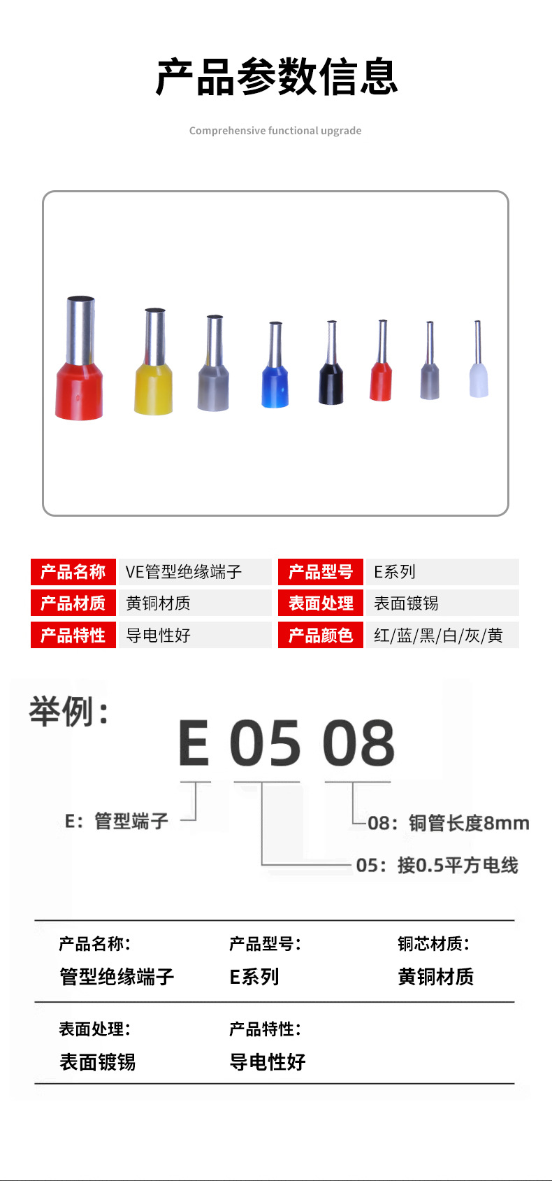 VE管型绝缘接线端子套装冷压接线端子针型端子开关插座电线接头详情6