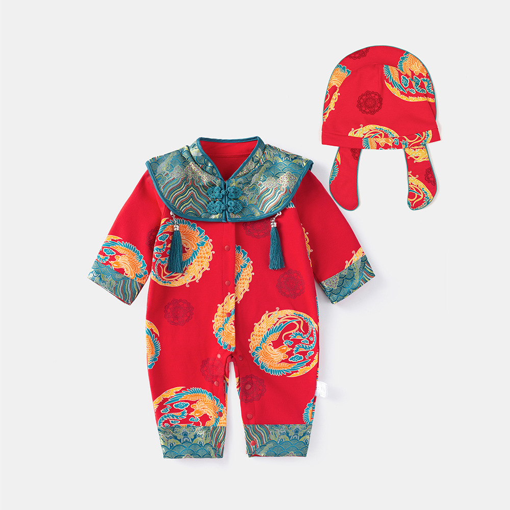 National Trend Baby, Spring and Autumn Tang Suit, Week, Full Moon, Girl's First Birthday celebration one-piece suit 5038, New Year Greeting Dress for newborns details Picture