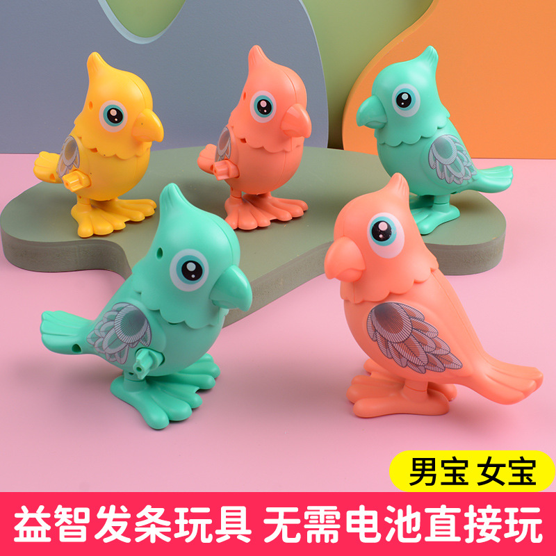 上链跳跳鹦鹉发条鹦鹉地摊好货源地摊热卖玩具拧圈上链玩具批发