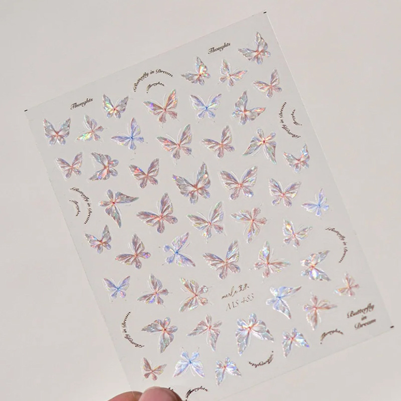 Shell polarized butterfly nail stickers, a popular embossed sticker with adhesive backing, a best-selling three-dimensional butterfly wearable nail sticker Specification image