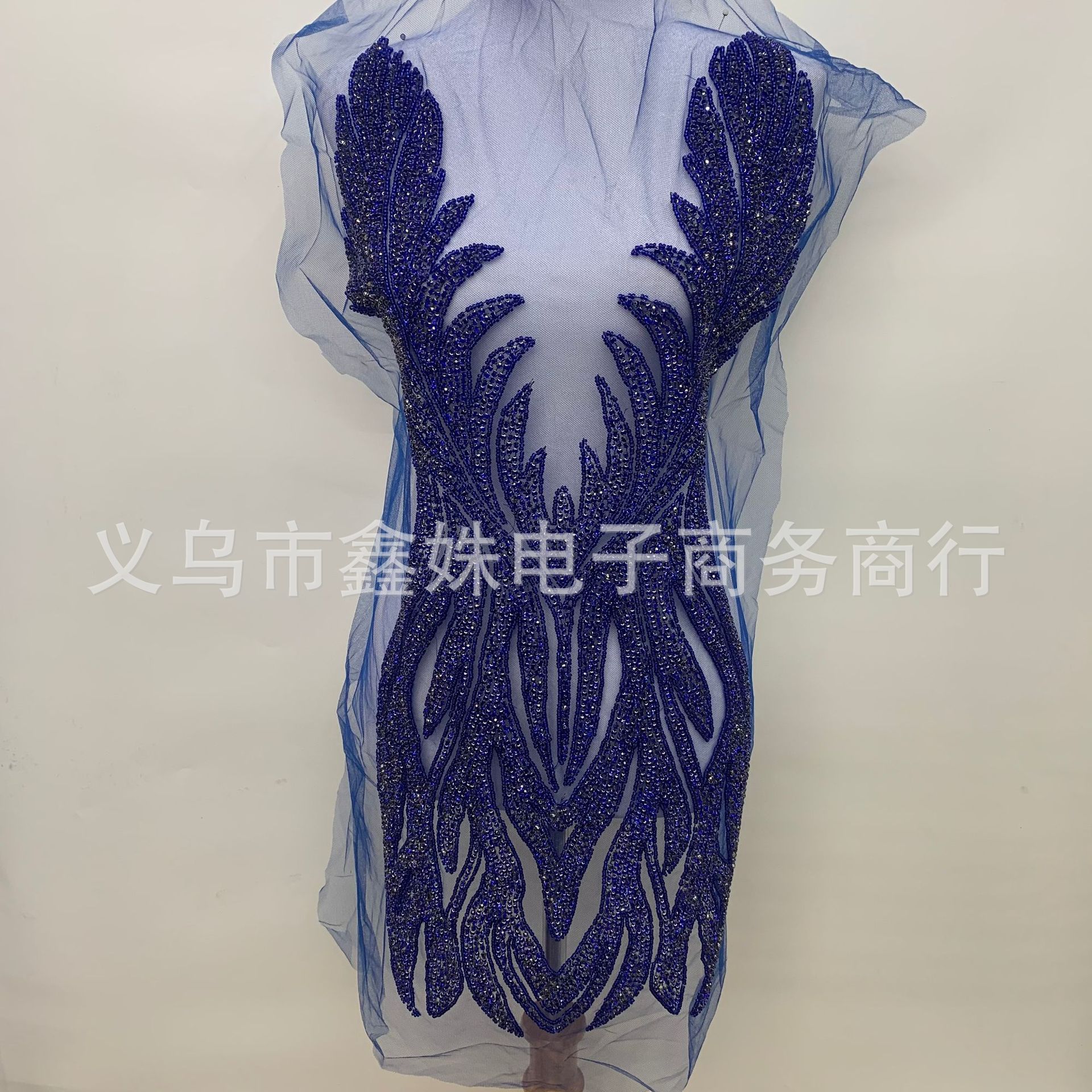 蓝色钻石水晶网布婚纱礼服DIY服装肥料