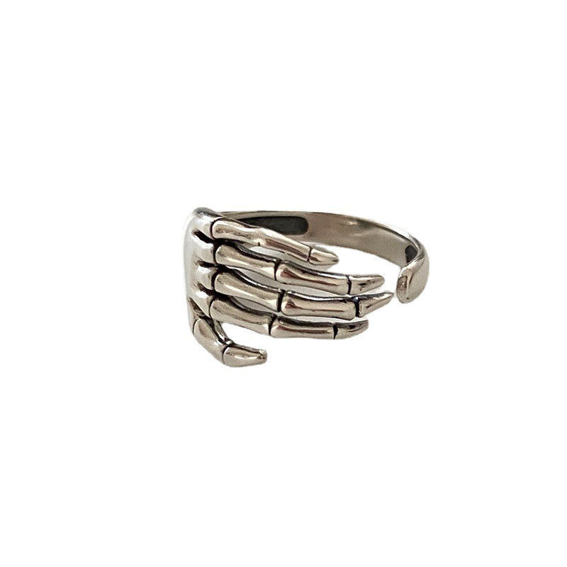 Cold style, high-end skeleton, dark street, ins style ring, men's and women's retro ring accessories, simple palm ring Item Picture