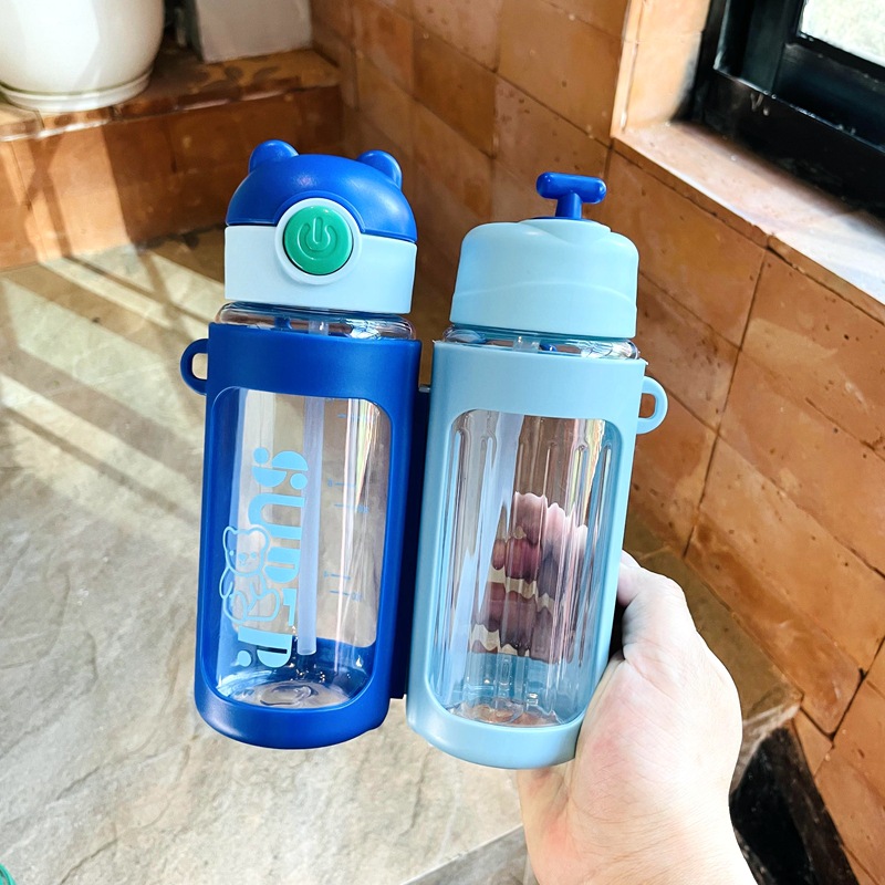 New children's double-drinking cups with separate compartments for girls, boys and kindergartens, large-capacity water cups and straw cups specially designed for school Specification image