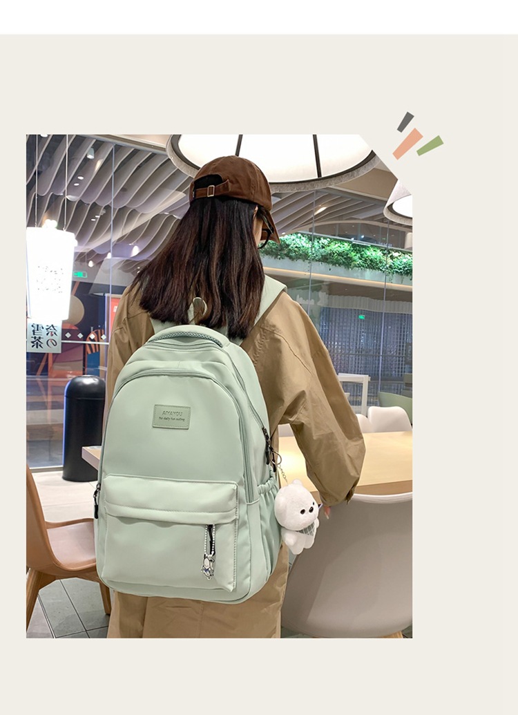 森系大容量高中大学生书包女简约百搭ins校园风双肩包女电脑背包详情11