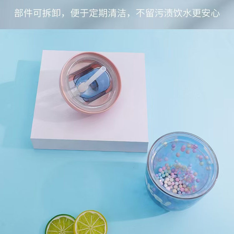 New Colorful Story Series Fat Tuk Cup Portable Slip-Cover Large Cup Mouth Creative Fashion Personality Handy Plastic Water Cup details Picture