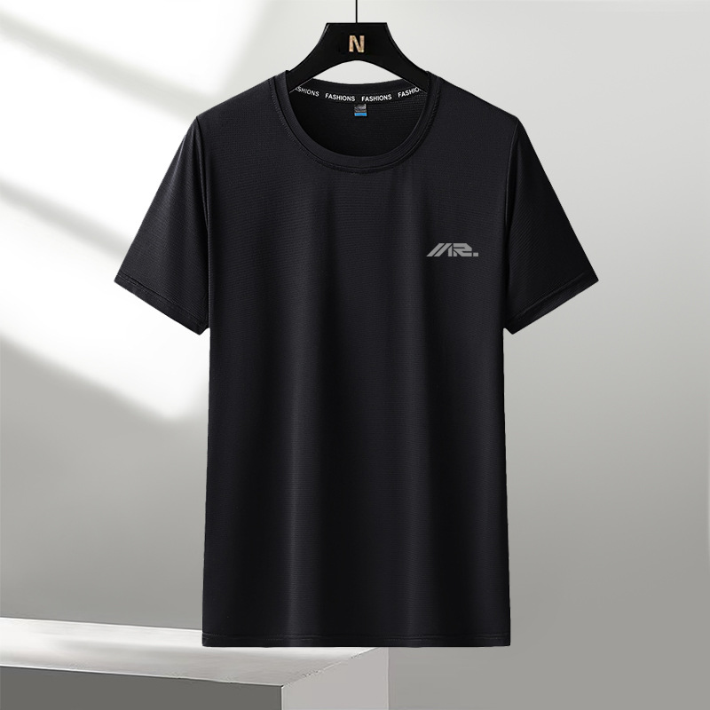 Wholesale of ice silk short-sleeved T-shirts, summer casual men's wear, mesh quick-drying sports men's and women's T-shirts, work clothes and tops details Picture