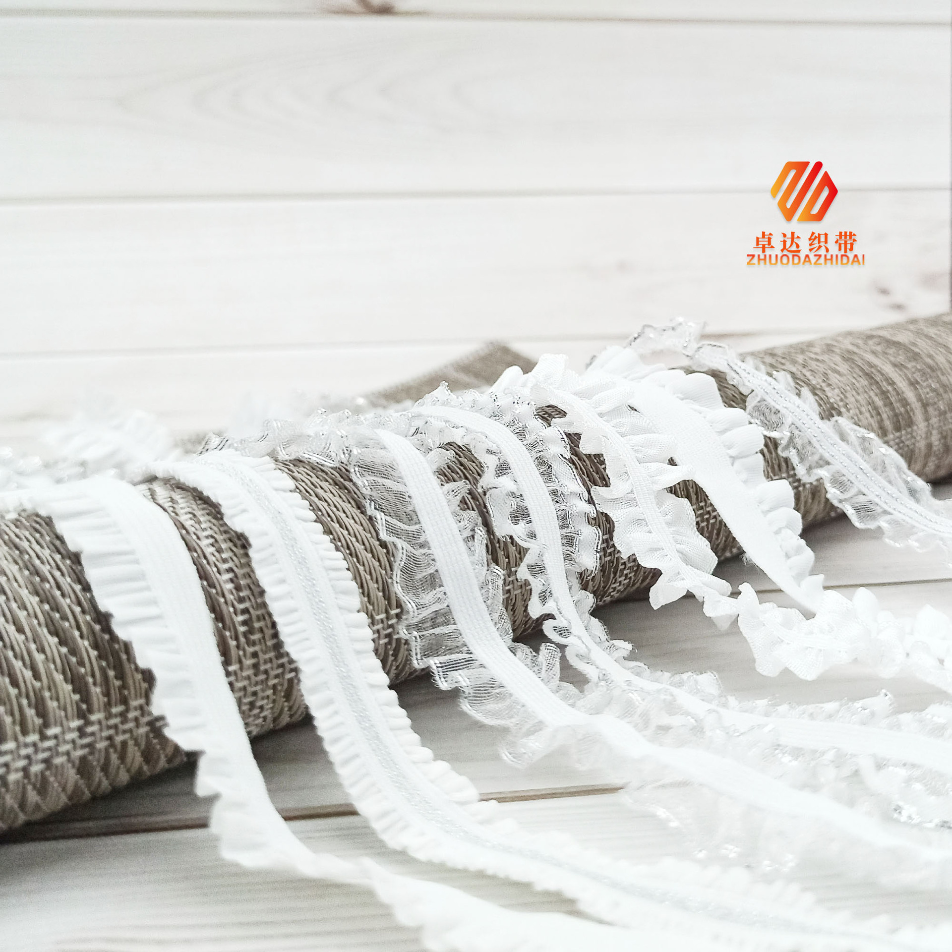 Manufacturers Spot Silver Silk Wooden Ear Lace Elastic Fish Silk Swimsuit Hair Accessories Women's Hem Elastic Ribbon Breathable Specification drawing