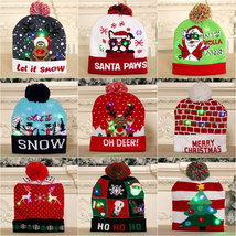 圣诞装饰用品成人儿童针织圣诞帽 七彩发光针织帽高档圣诞帽