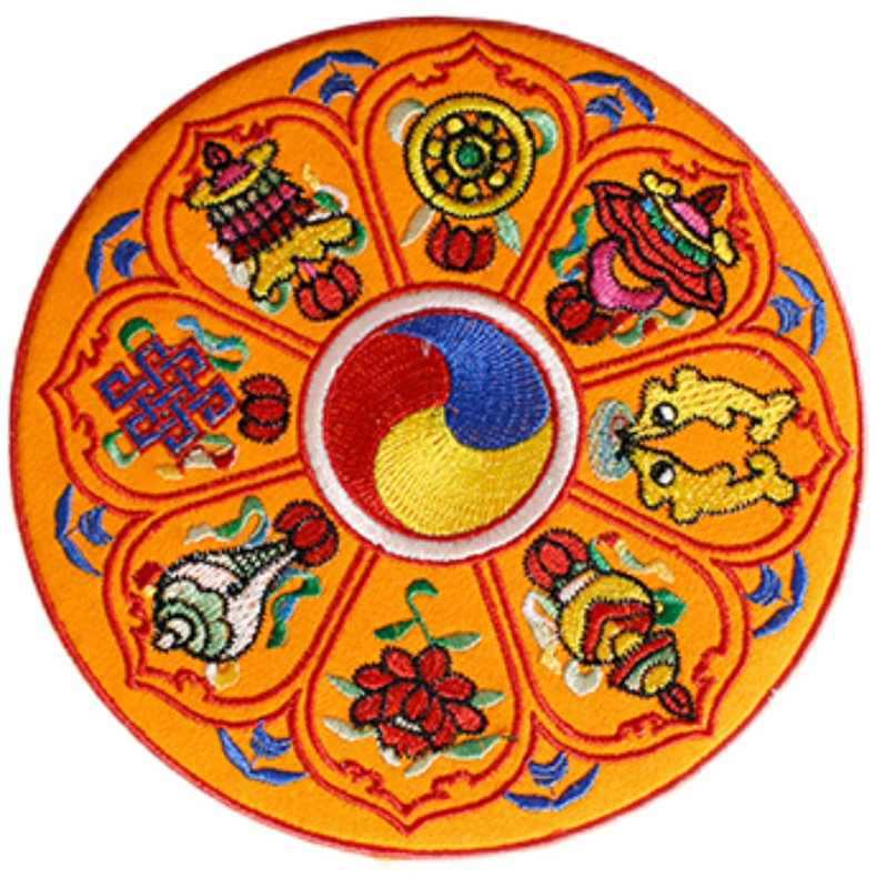 Tibetan style eight auspicious cross bell pestle mat mat Hand embroidery tambourine mat non-slip multi-color optional Item Picture