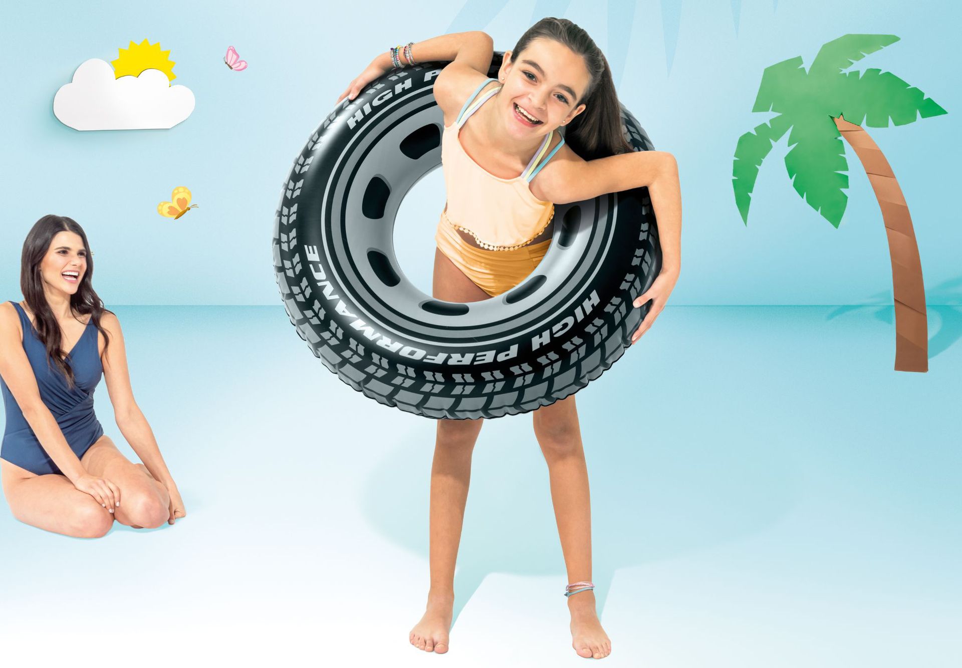 INTEX 59252 thickened adult swimming ring, enlarged thickened life buoy, giant tires for men and women, straight adult float ring Application Scenario
