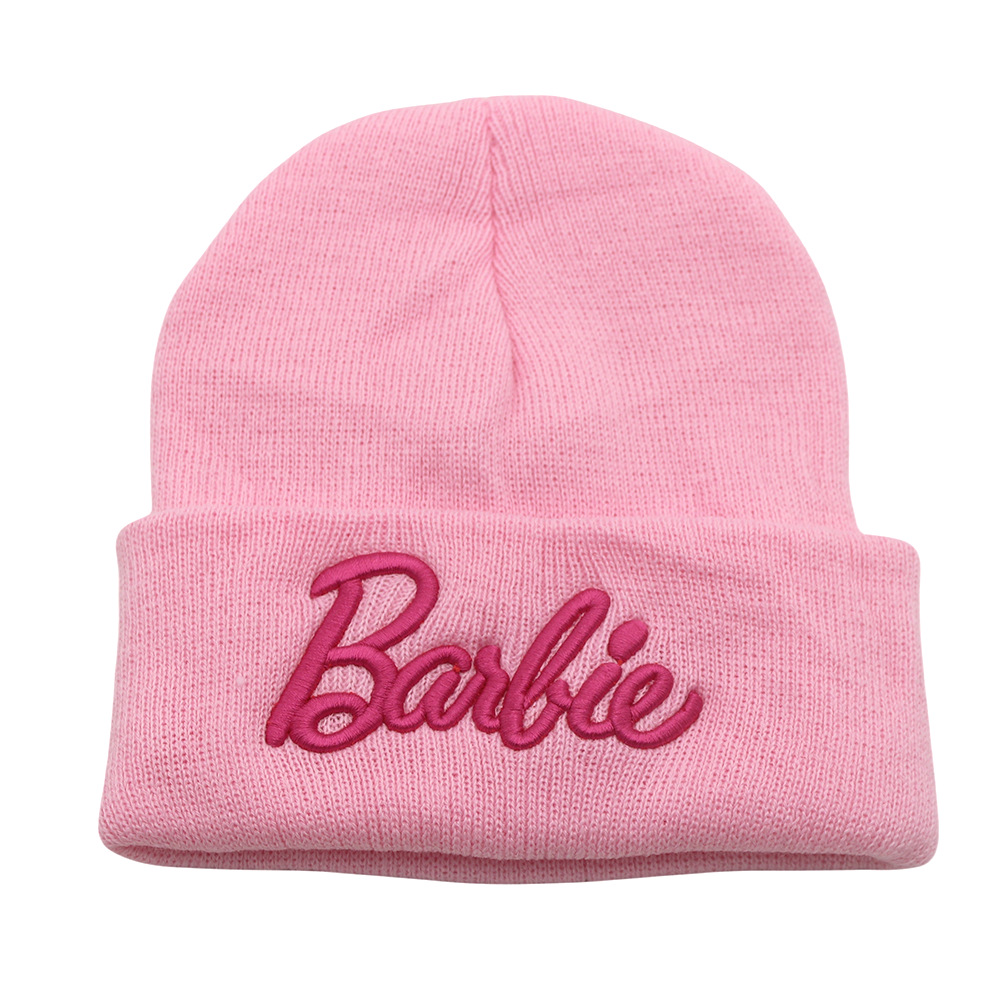 Cross Border Fall/Winter Barbie Letter Three-Dimensional Embroidered Knitted Hat For Men And Women Warm Outdoor Woolen Hat details Picture