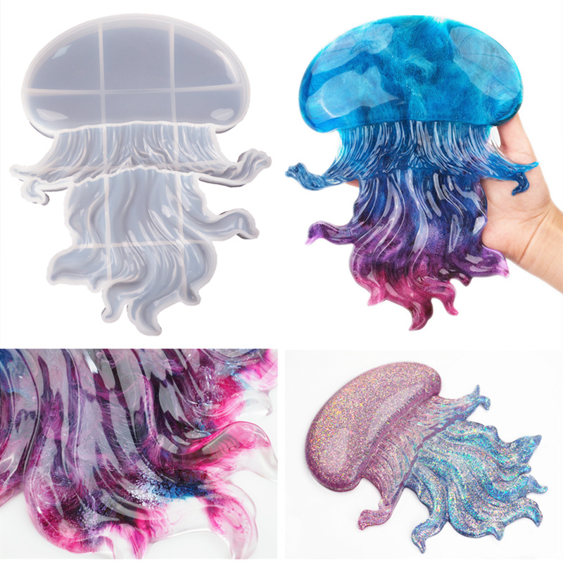 diy epoxy resin jellyfish sea biology mirror silicone mold drop glue mold full figure