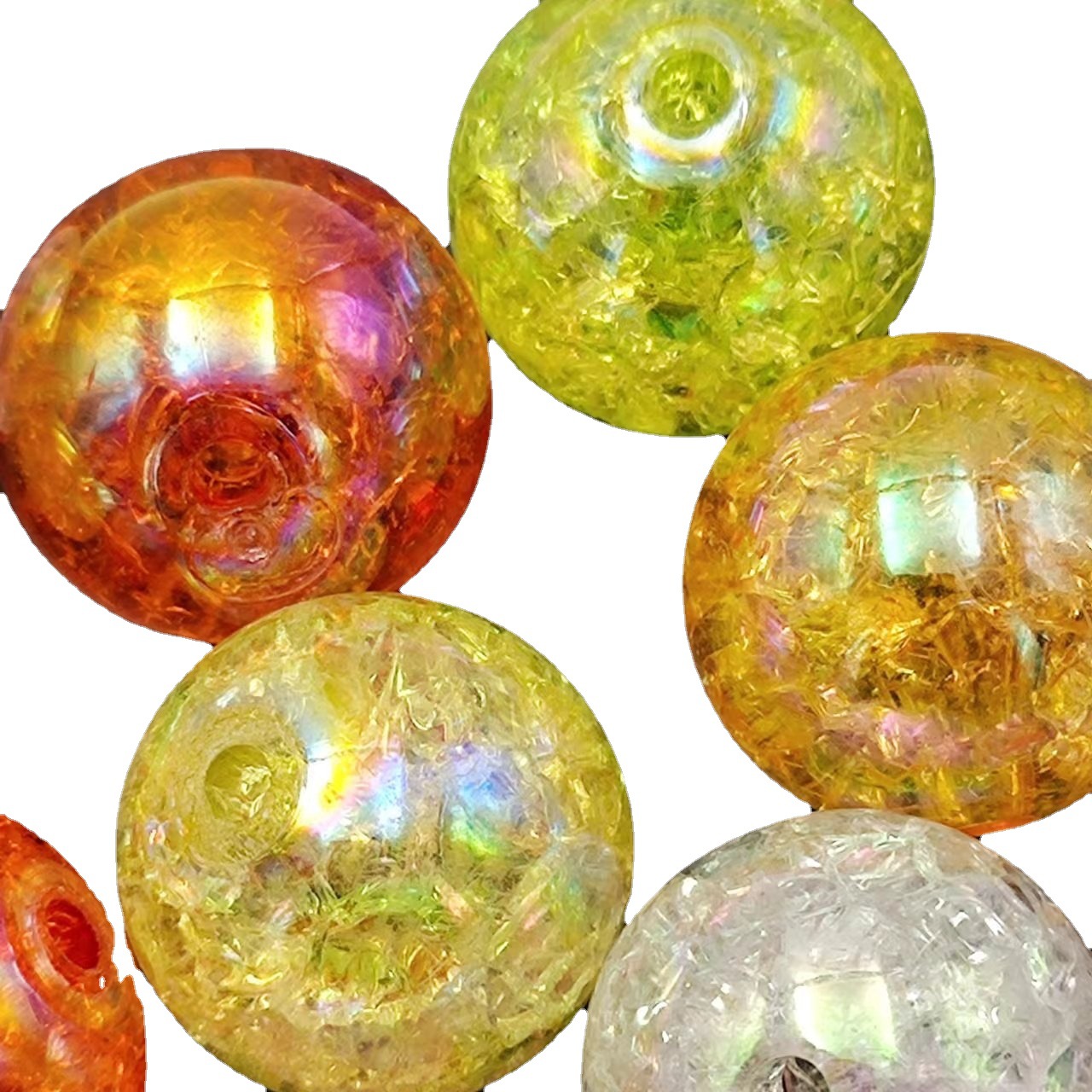 幻彩爆花珠直/彩色裂纹碎花/亚克力珠白底实物图