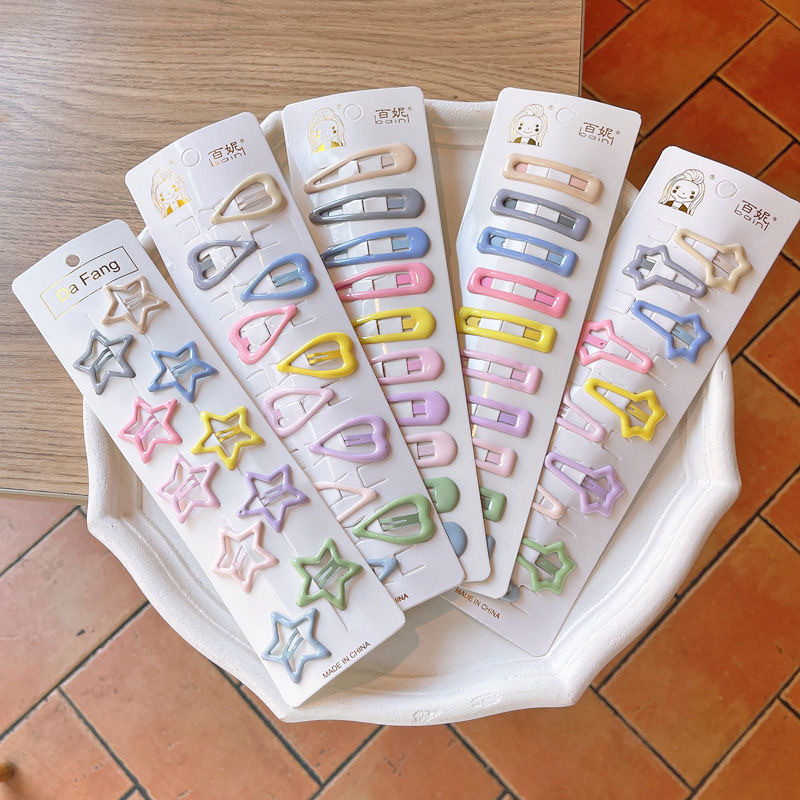 Niños coloreados gotas de aceite accesorios para el cabello mujeres adorables flequillas brochas clip BB clip de dopamina crema borde clip tocados details Picture