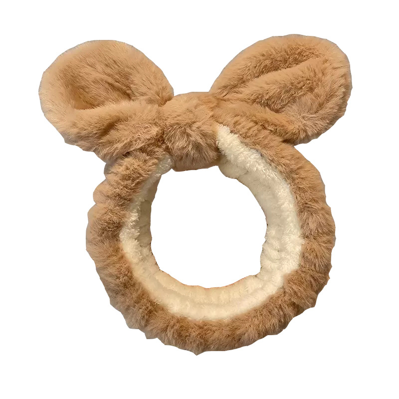 Soft and cute ~ Home cartoon plush rabbit ear hair band, face wash and grooming hair band, women's bow headband and headwear Item Picture
