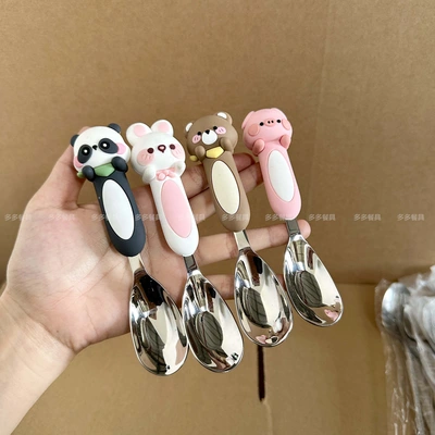 Stainless steel 316 spoon Student cartoon creative children's cute ingots spoon home feed baby meal deepening spoon thumbnail