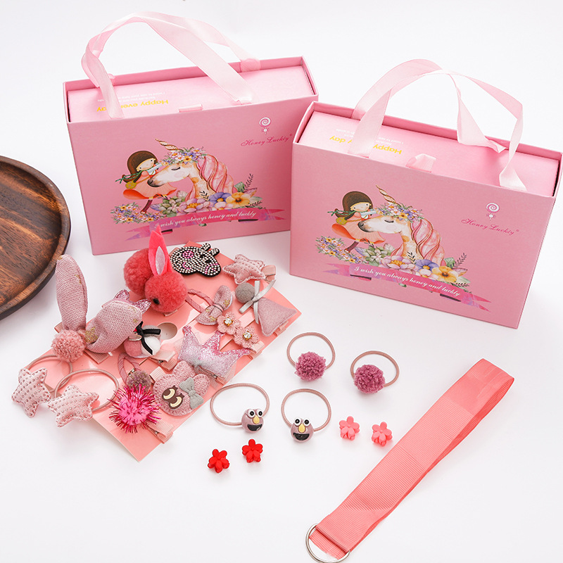 New Children's Hairpin Hair Accessories Set Box Baby Hairpin Side Clip Gift Box Korean Version Princess Hairpin Wholesale