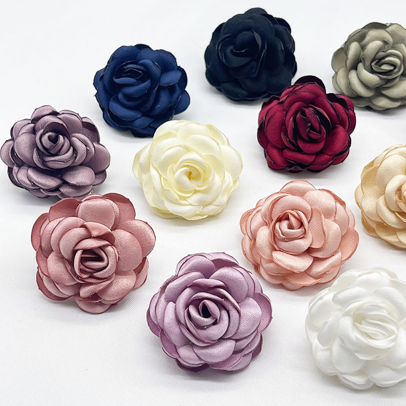 3.5cm fabric flower-trimmed rose three-dimensional flower wedding bud accessories Headwear earrings ornaments flower accessories Application Scenario