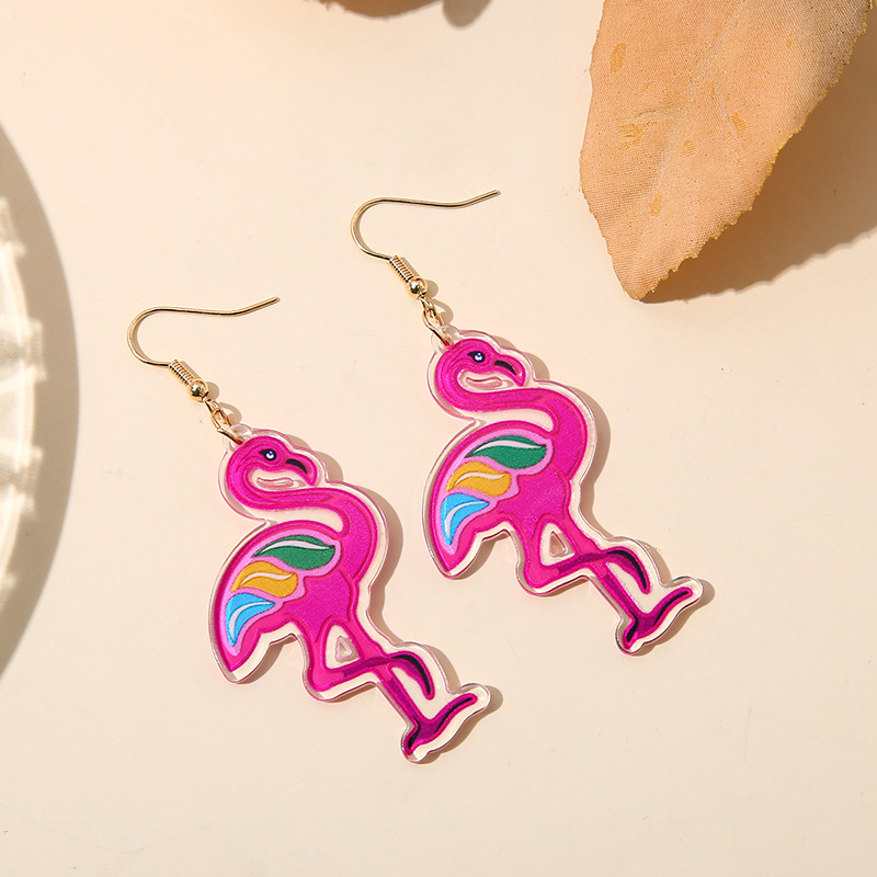 2023 New Creative Acrylic Flamingo Earrings Hipster Women Fashion Personality Animal Earrings For Women details Picture