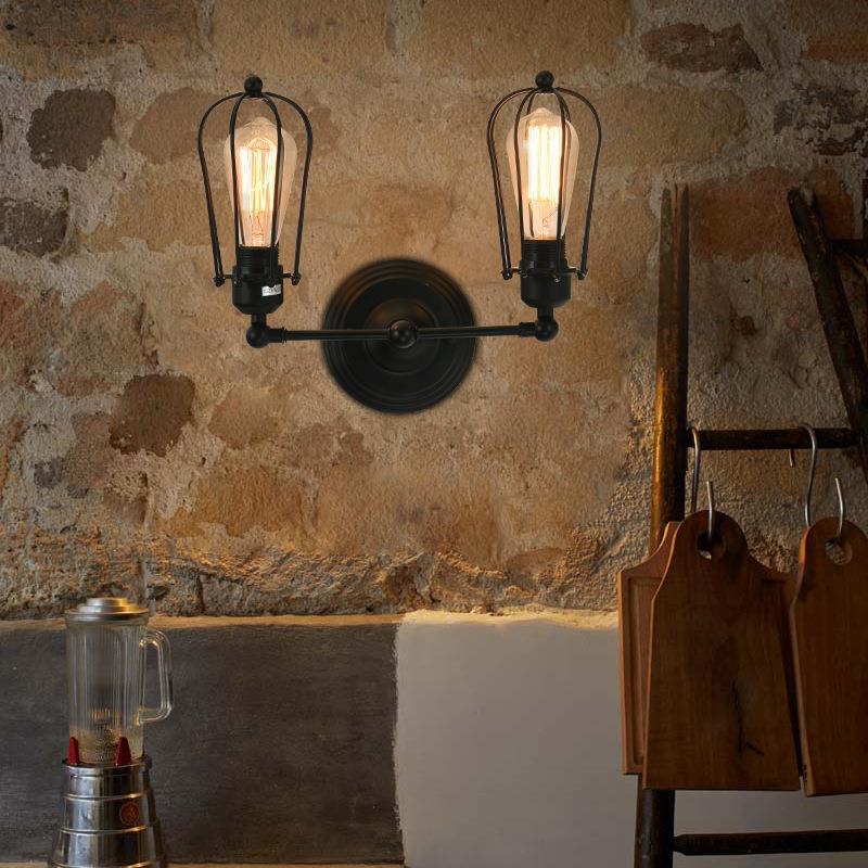 Retro industrial-style wall lamps, American nostalgic coffee shop and bar decorative lamps, wall lamps, creative art Internet cafe decorative lamps Specification image
