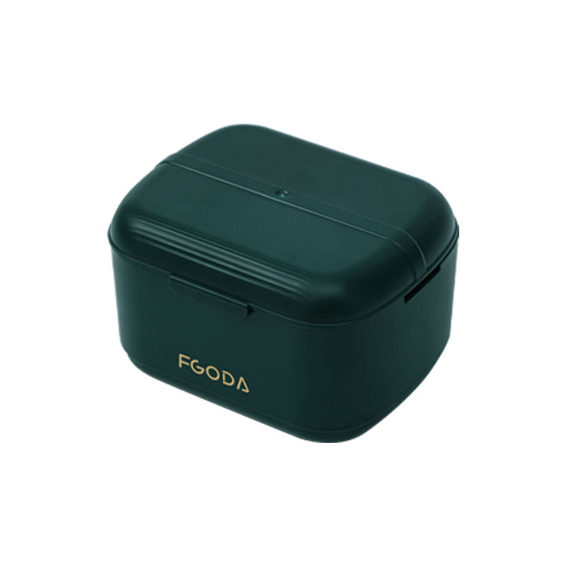 Double-layer portable lid, hollowed-out water-draining invisible braces storage box, orthodontic retainer cleaning box, denture box Item Picture