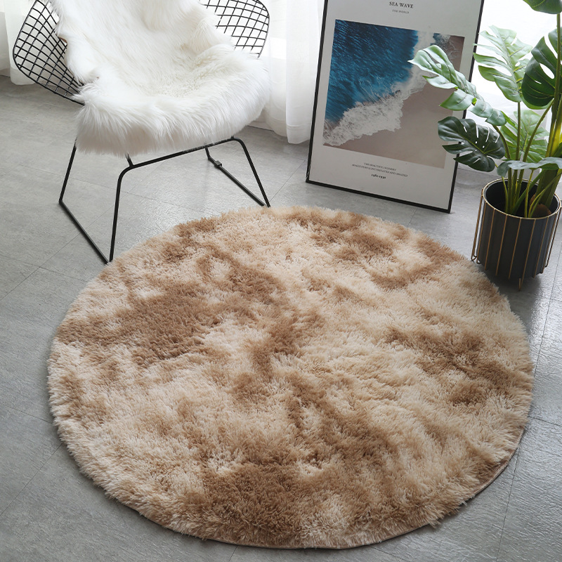 Woolen carpet floor mat trade circular gradient tie-dye plush carpet balcony hanging basket chair mat long hair bedroom bed living room decorative floor mat Specification drawing