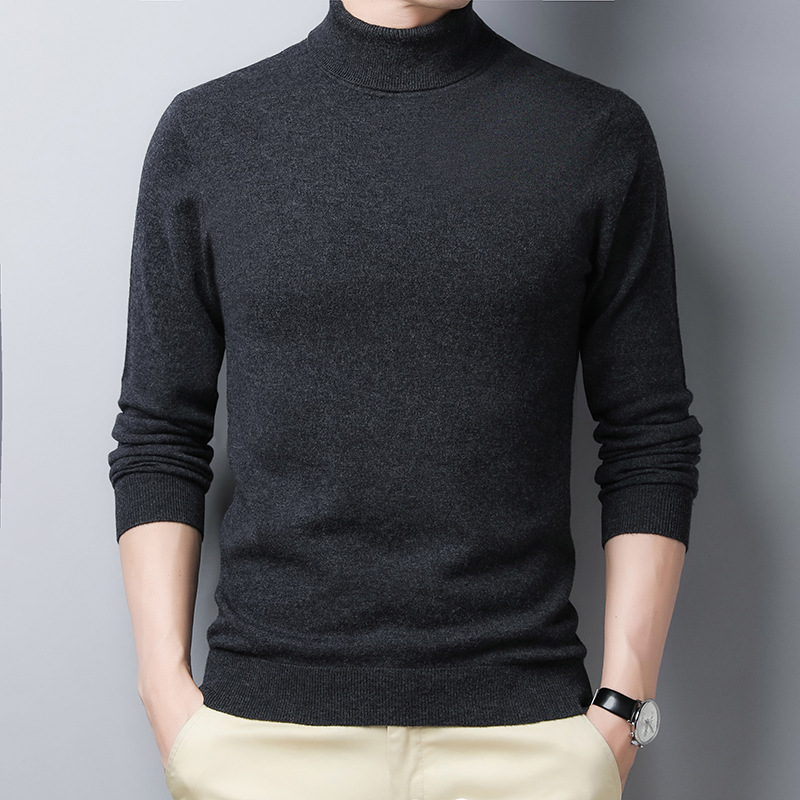 Winter new 100% pure wool high-neck sweater for young and middle-aged men, solid color base layer, warm wool sweater for men Application Scenario