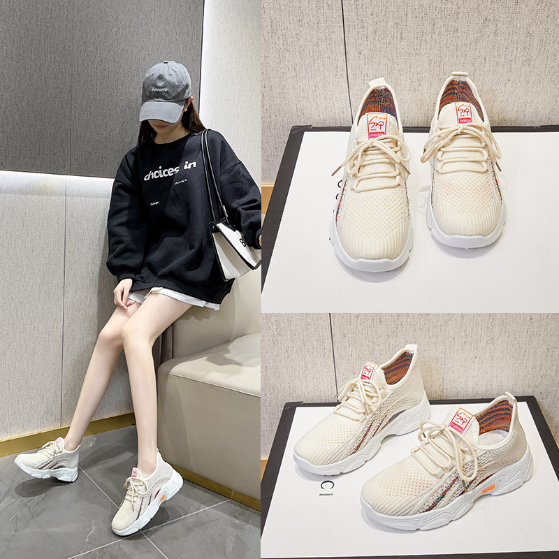 Shoes Women 2024 Spring New Korean Version Of The Trend Sports Shoes Thick Sole Increase Casual Single Shoes Breathable Flying Weaving Women's Shoes Application Scenario