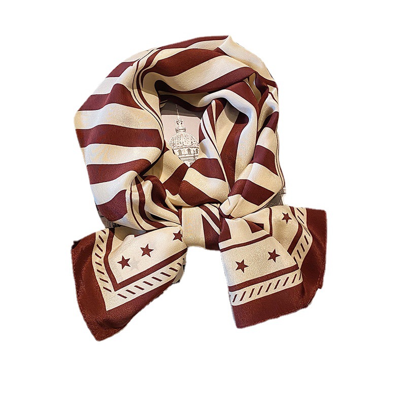 Striped Double Sided Silk Scarf New 100% Mulberry Silk Long Scarf Women All Fashion Decorative Small Scarf Item Picture