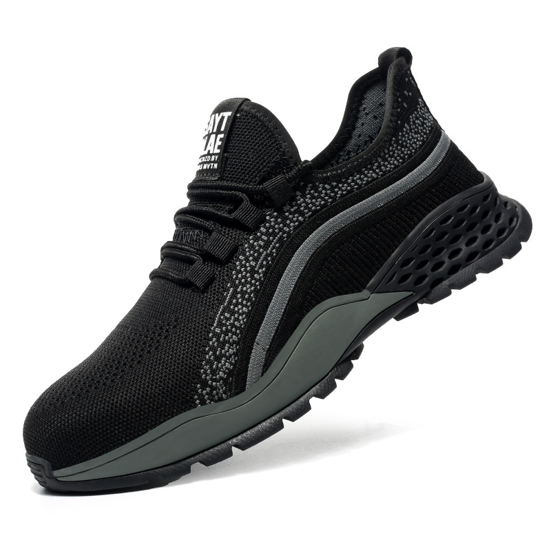 Labor Protection Shoes Men Summer Flying Woven Breathable Anti-Smashing Anti-Piercing Steel Baotou Anti-Odor Lightweight Wear-Resistant Soft-Soled Work Shoes Item Picture