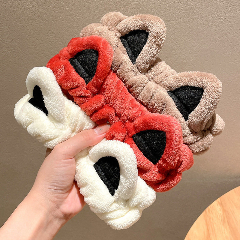 Cartoon cat ear hair band, special headband for girls to wash their faces and apply facial masks, washbasin hair band, head cover, hair band, anti-slip headwear Specification image